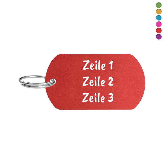 Aluminum key tag with text 50x28mm - 1 pc