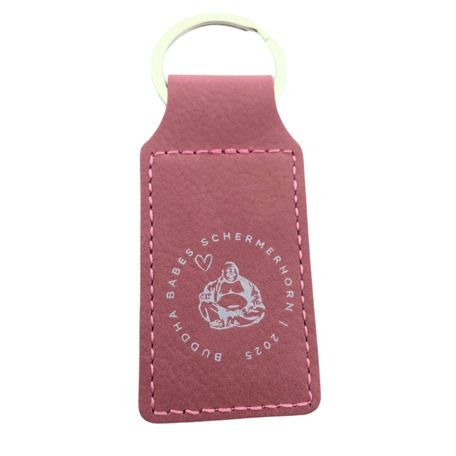 Leather keychain square pink - 1 pc