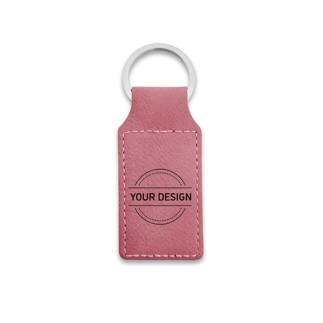 Leather keychain square pink - 1 pc