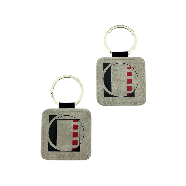 Leather keychain rectangle light gray - 1 pc