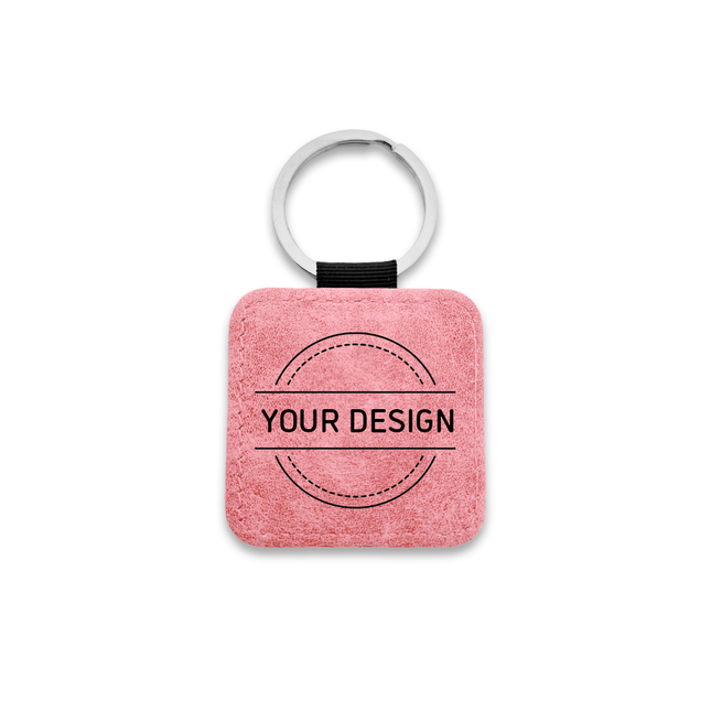Leather keychain rectangle light pink - 1 pc