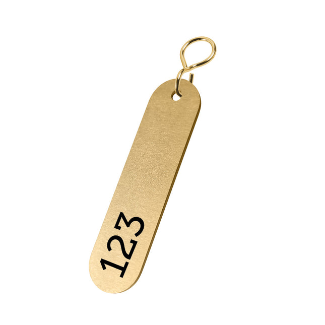 Brass key tag Felix 28x72mm with numbers  - 1 pc