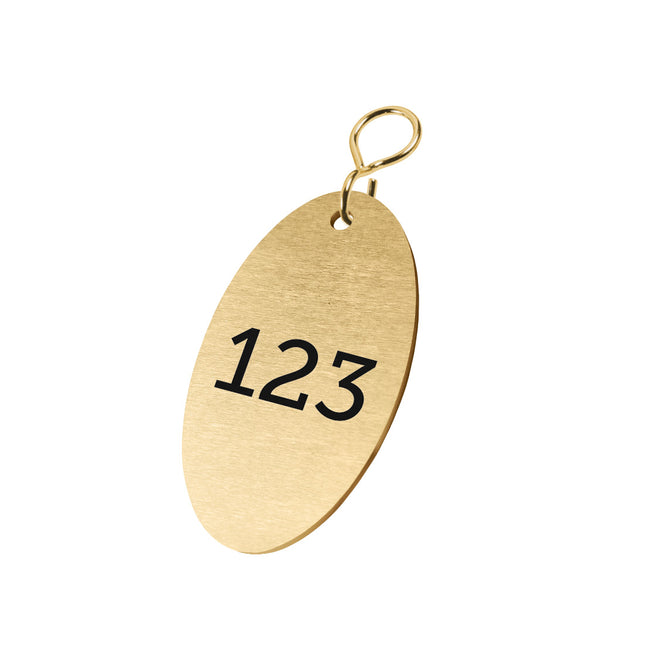 Brass key tag Felix 37x67mm with numbers  - 1 pc