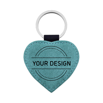 Custom leather keychain heart turquoise - 1 pc