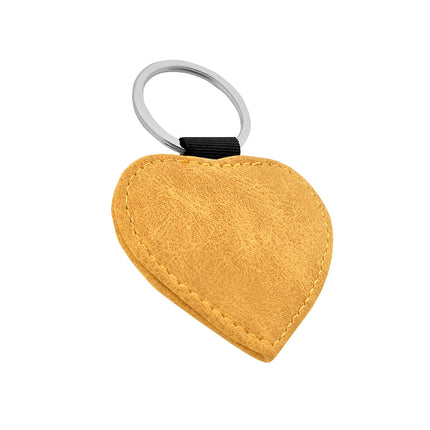 Custom leather keychain heart ochre yellow - 1 pc