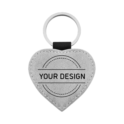 Custom leather keychain heart light gray- 1 pc