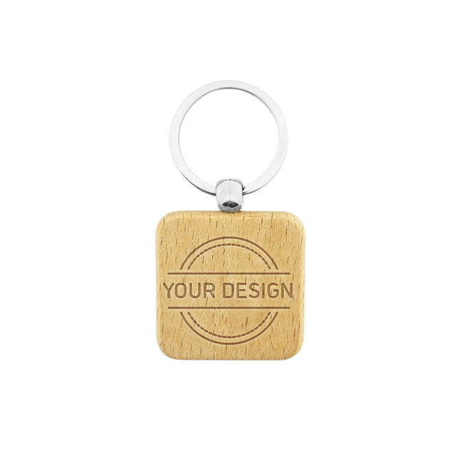 Engraved wooden keychain square 40 x 40 mm - 1 pc