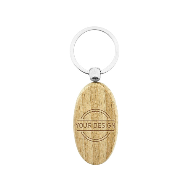 Engraved wooden keychain oval 30 x 54 mm - 1 pc
