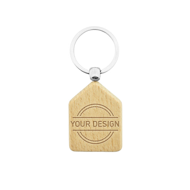 Engraved wooden keychain house 35 x 45 mm - 1 pc