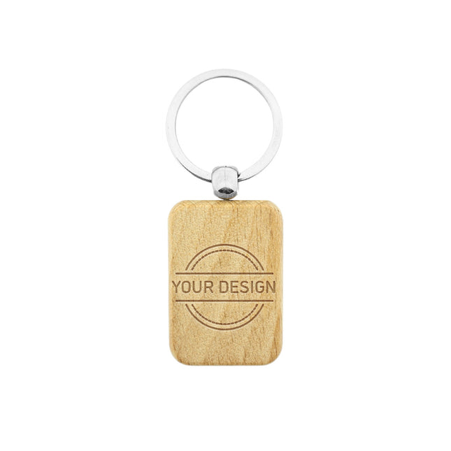 Engraved wooden keychain small rectangle 40 x 44 mm - 1 pc