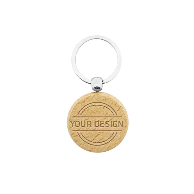 Engraved wooden keychain cirkel 40 mm - 1 pc