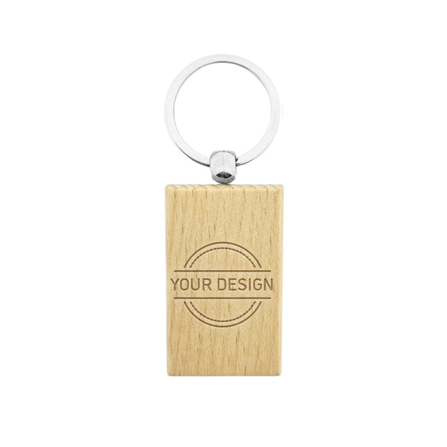 Engraved wooden keychain medium rectangle 32 x 51 mm - 1 pc