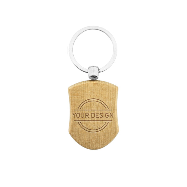 Engraved wooden keychain shield 32 x 45 mm - 1 pc