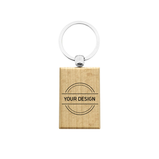 Custom wooden keychain rectangle 30 x 43 mm - 1 pc