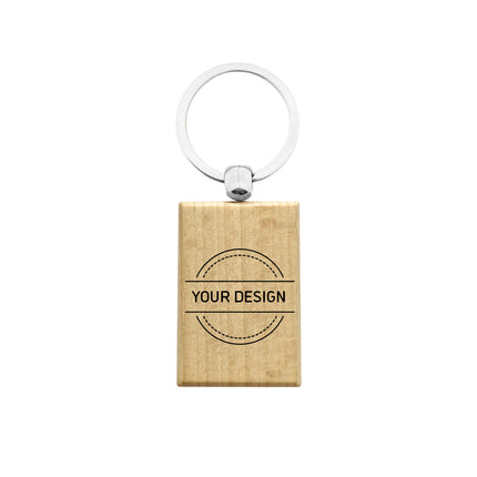 Custom wooden keychain rectangle 30 x 43 mm - 1 pc