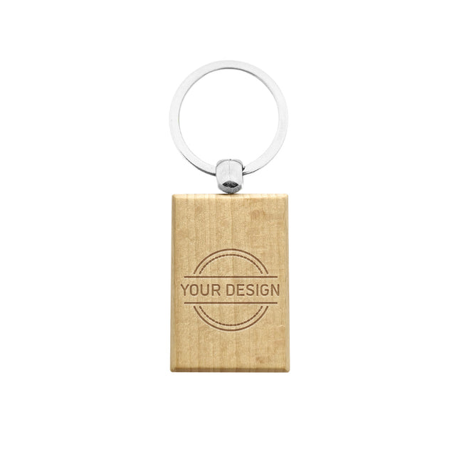 Engraved wooden keychain rectangle 30 x 43 mm - 1 pc