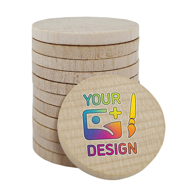 Custom printed wooden tokens Ø29mm – 100 pcs