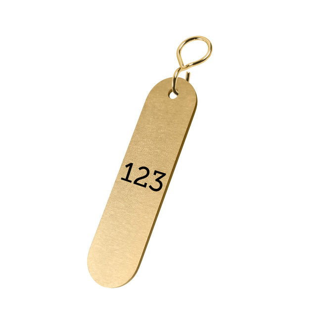Brass key tag 28x72mm with numbers  - 1 pc