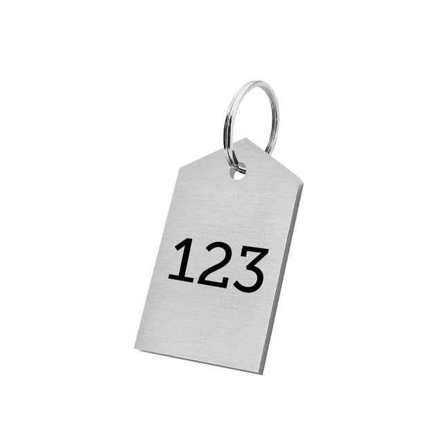Silver aluminum key tag 50x30mm with number - 1 pc