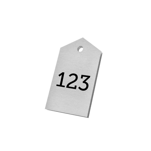 Silver aluminum numbered tag 50x30mm - 1 pc