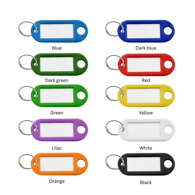 Plastic key tag with label window color mix basic 55 x 22 mm – 100 pcs