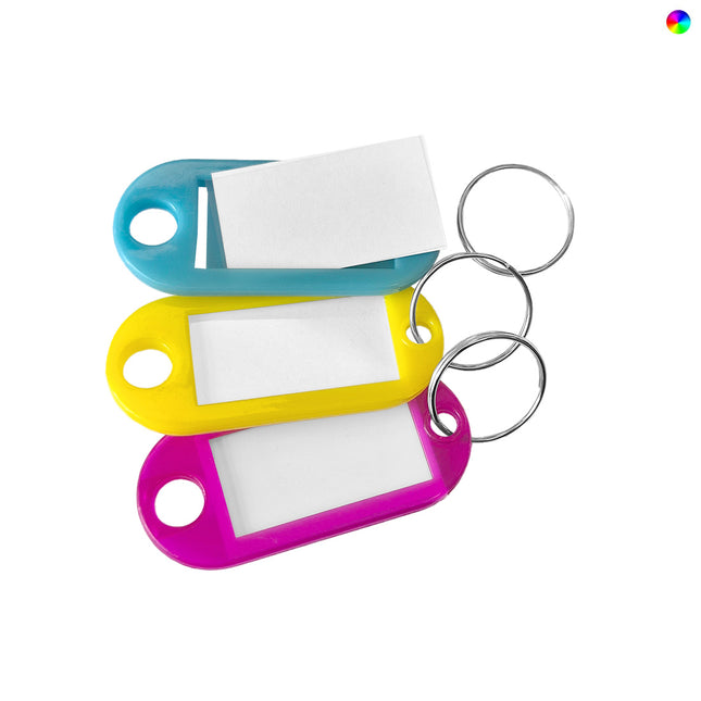 Plastic key tags with label window color mix 48 x 22 mm – 100 pcs