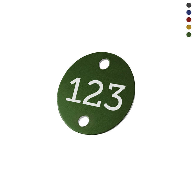 Aluminum numbered tag 30 mm with two holes  - 1 pc