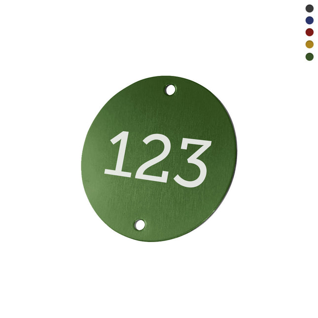Aluminum numbered tag 50 mm with two holes  - 1 pc