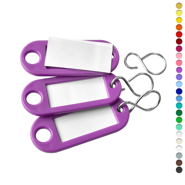 Plastic key tag with label window 55 x 22 mm with S-hook – 100 pcs