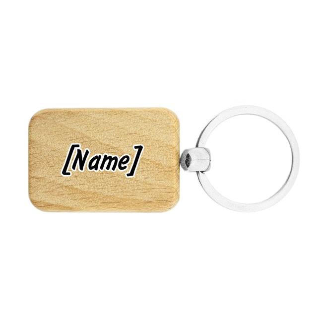 Wooden keychain with custom name 30 x 44 mm - 1 pc