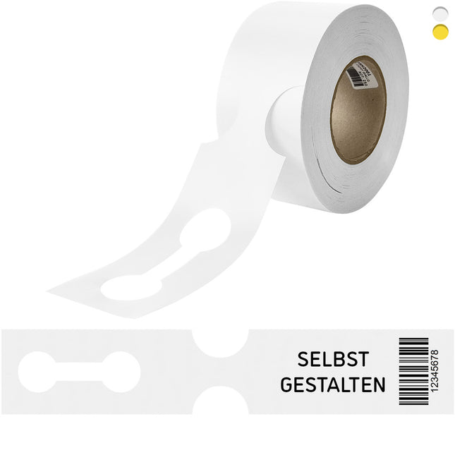 Custom loop-lock labels HDPE 400x75mm with barcode