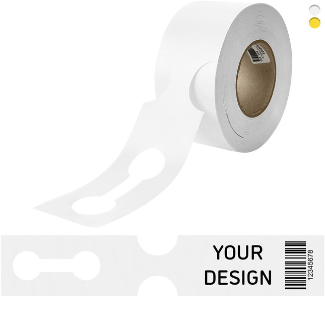 Custom loop-lock labels HDPE 400x75mm with barcode