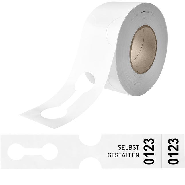 Custom numbered loop-lock labels HDPE 400x75mm with tear-off strip