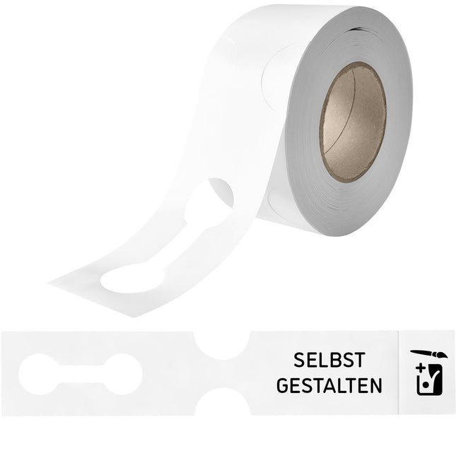 Custom loop-lock labels HDPE 400x75mm with tear-off strip