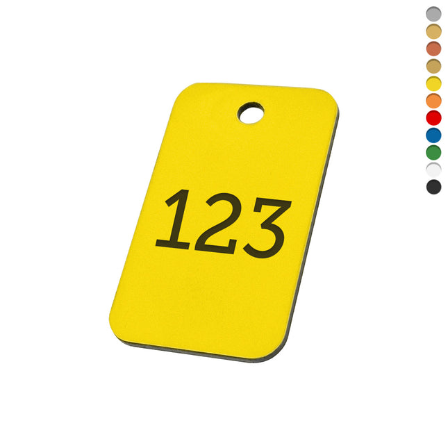 Plastic rectangular numbered tag with hole - 1 pc