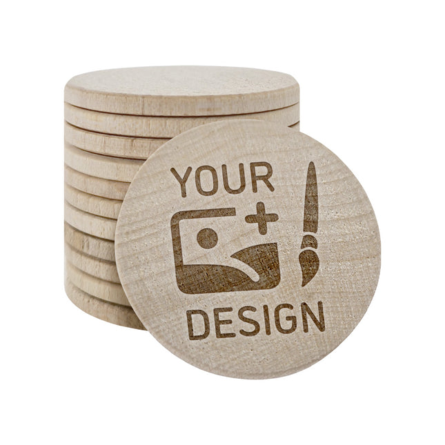 Custom embossed wooden tokens Ø37mm – 100 pcs